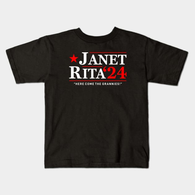 Janet and Rita Bluey Grannies 24 For President Kids T-Shirt by Kuturupiah